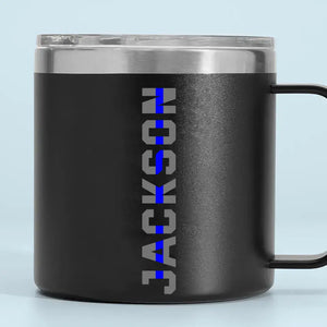 Personalized Police Name Thin Blue Line Coffee Cup Printed QTKH241328