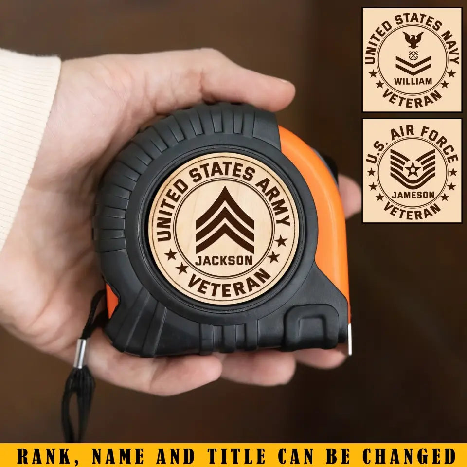 Personalized US Army Veteran Custom Rank & Name Tape Measure Printed KVH241318
