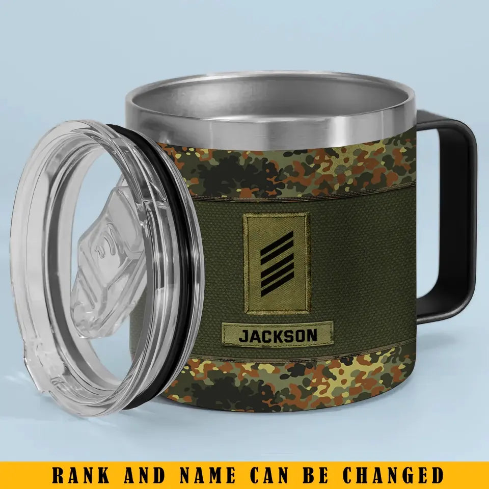 Personalized German Veteran Rank Camo Custom Name Coffee Cup 3D 12oz Printed KVH241324