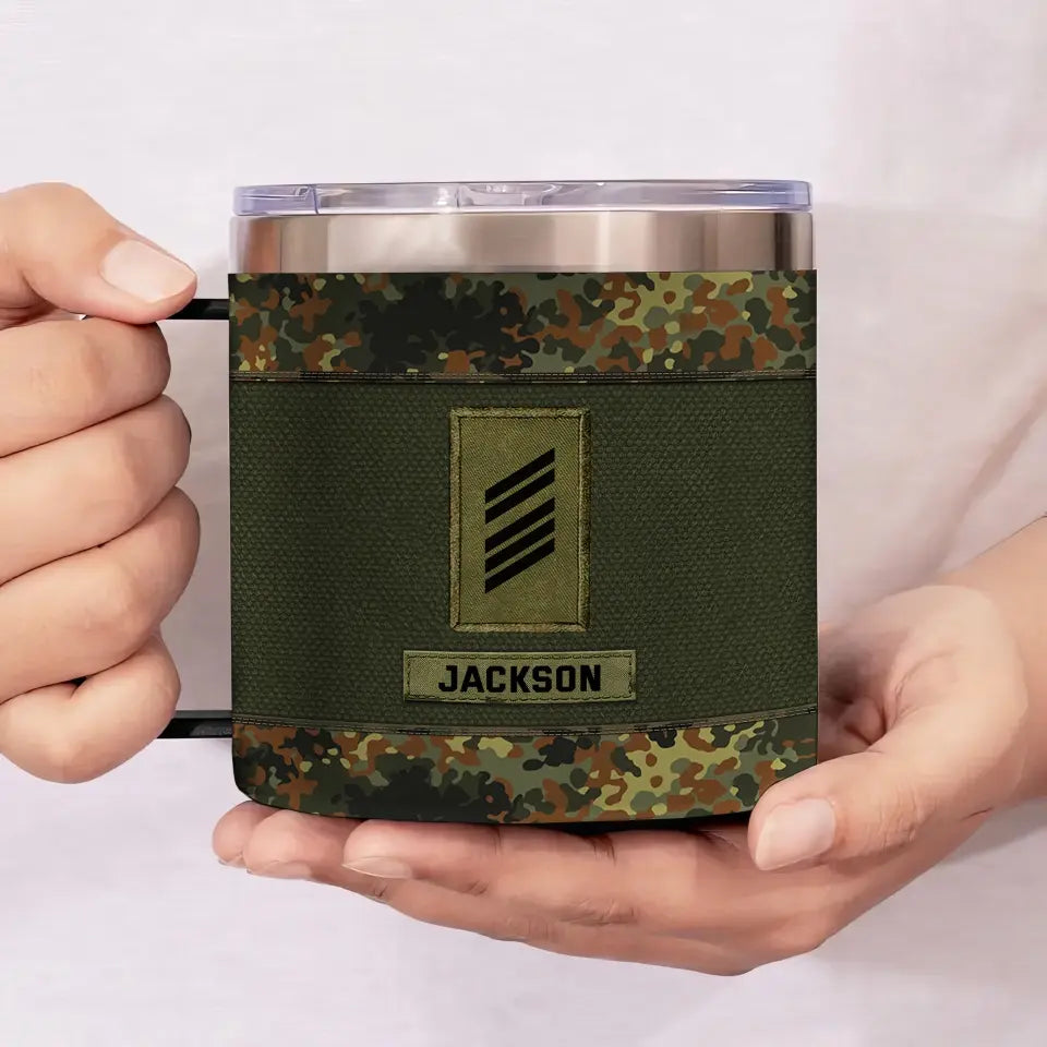 Personalized German Veteran Rank Camo Custom Name Coffee Cup 3D 12oz Printed KVH241324