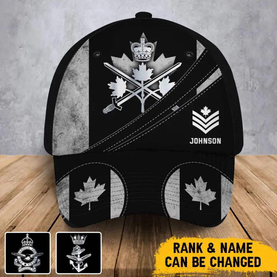 Personalized Canadian Army Logo Canadian Rank Custom Name Cap 3D Printed AHVA241334