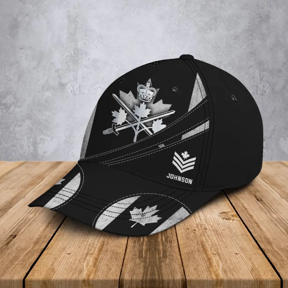Personalized Canadian Army Logo Canadian Rank Custom Name Cap 3D Printed AHVA241334