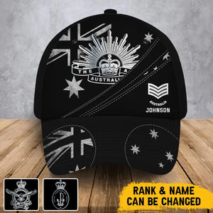 Personalized Australian Army Logo Australian Rank Custom Name Cap 3D Printed AHVA241334