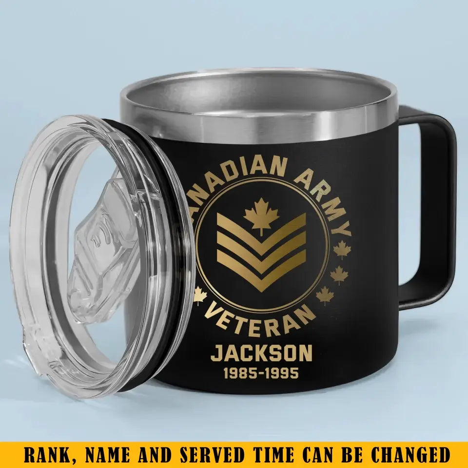 Personalized Canadian Army Logo Canadian Veteran Custom Service Time Coffee Cup Printed KVH241341
