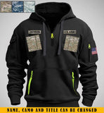 Personalized US Veteran Camo Quarter Zip Hoodie 2D Printed QTKH241345