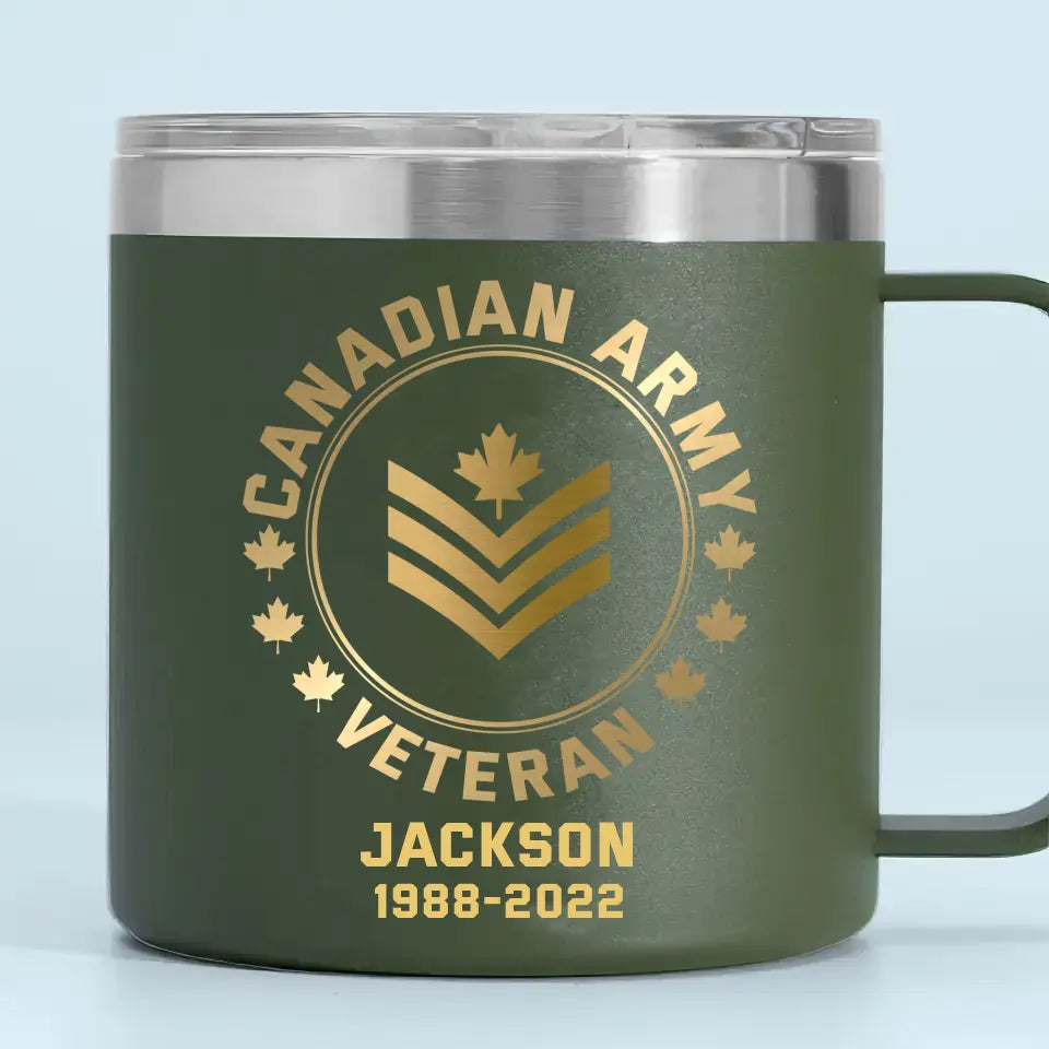 Personalized Canadian Army Logo Canadian Veteran Custom Service Time Coffee Cup Printed KVH241341