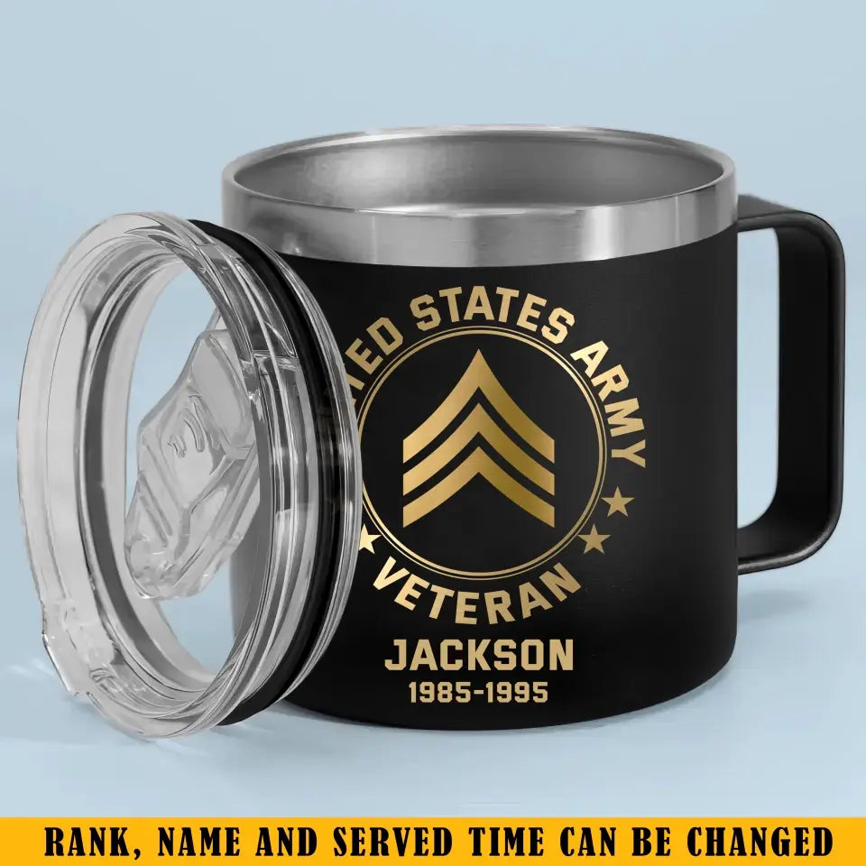 Personalized US Army Logo US Veteran Custom Service Time Coffee Cup Printed KVH241341
