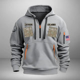 Personalized US Veteran Camo Quarter Zip Hoodie 2D Printed QTKH241345
