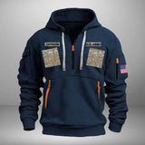 Personalized US Veteran Camo Quarter Zip Hoodie 2D Printed QTKH241345
