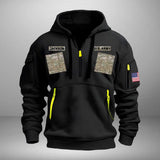 Personalized US Veteran Camo Quarter Zip Hoodie 2D Printed QTKH241345