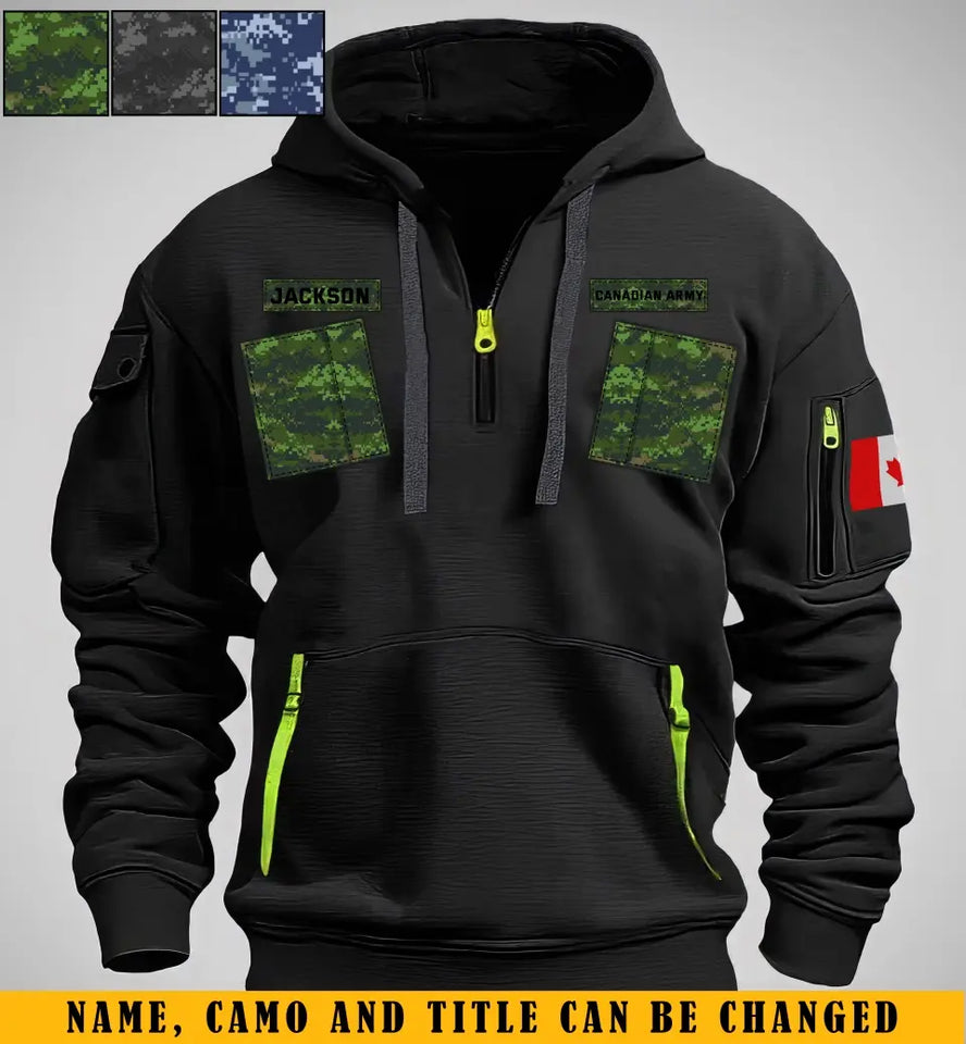 Personalized Canadian Veteran Camo Quarter Zip Hoodie 2D Printed QTKH241345