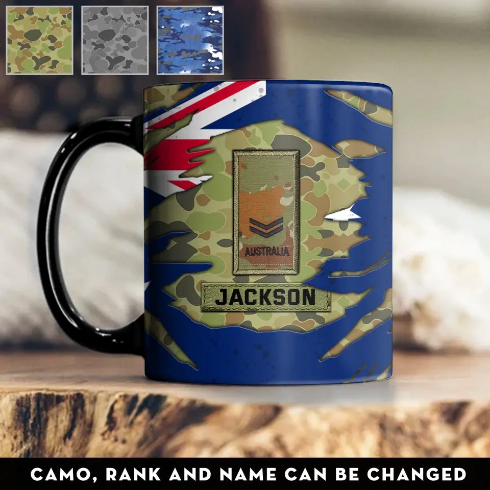Personalized Australian Veteran Rank Camo Custom Name Mug Printed KVH241344