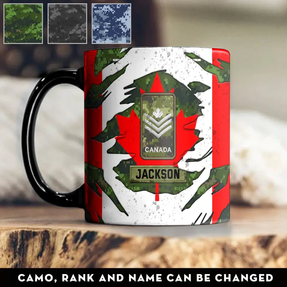 Personalized Canadian Veteran Rank Camo Custom Name Mug Printed KVH241344