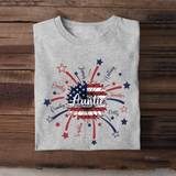 Personalized Auntie Sunflower US Flag & Kid Names Independence Day T-shirt Printed HN241346