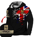 Personalized UK Veteran Logo Rank Camo Custom Name Lace-up Long Sleeves Hoodie 3D Printed AHVQ241329