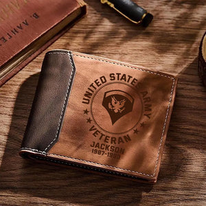 Personalized US Army Veteran Custom Rank & Name Laser Engraved Wallet Printed AHVQ20241260