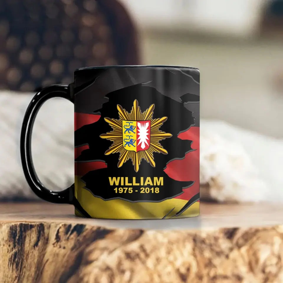 Personalized German Police Logo Custom Name & Time Mug Printed VQ241361