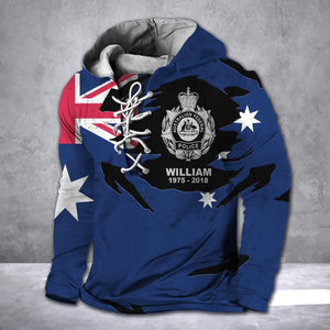Personalized Australian Police Branch Logo Lace-up Long Sleeves Hoodie 3D Printed LVA241357