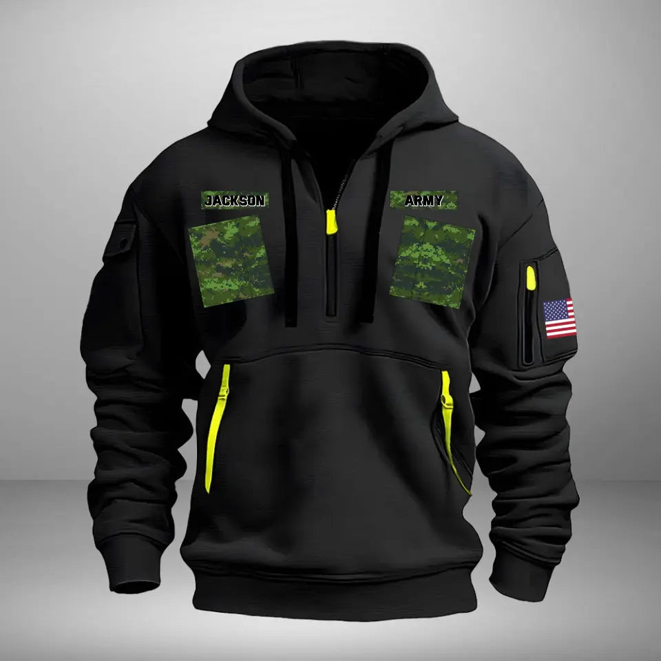 Personalized Canadian Veteran Camo Quarter Zip Hoodie 2D Printed QTKH241345