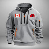 Personalized Canadian Veteran Custom Service Time Red Flower Quarter Zip Hoodie 2D Printed QTHN241363