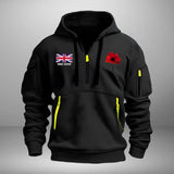 Personalized UK Veteran Custom Service Time Red Flower Quarter Zip Hoodie 2D Printed QTHN241363