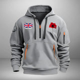 Personalized UK Veteran Custom Service Time Red Flower Quarter Zip Hoodie 2D Printed QTHN241363