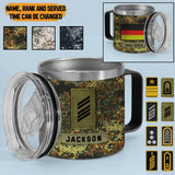 Personalized German Veteran Rank Camo Custom Name & Time Coffee Cup 12oz Printed KVH241373
