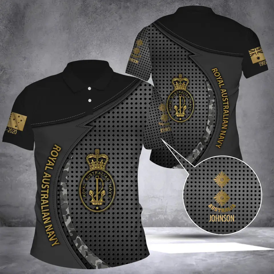 Personalized Australian Veteran Branch Logo Rank Camo Custom Name & Time Polo Shirt 3D Printed AHVQ241368