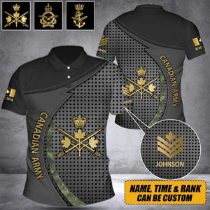 Personalized Canadian Veteran Branch Logo Rank Camo Custom Name & Time Polo Shirt 3D Printed AHVQ241368
