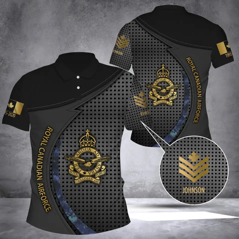 Personalized Canadian Veteran Branch Logo Rank Camo Custom Name & Time Polo Shirt 3D Printed AHVQ241368