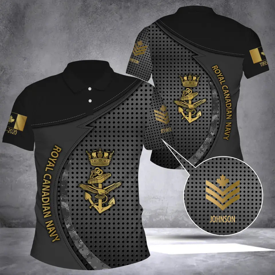 Personalized Canadian Veteran Branch Logo Rank Camo Custom Name & Time Polo Shirt 3D Printed AHVQ241368