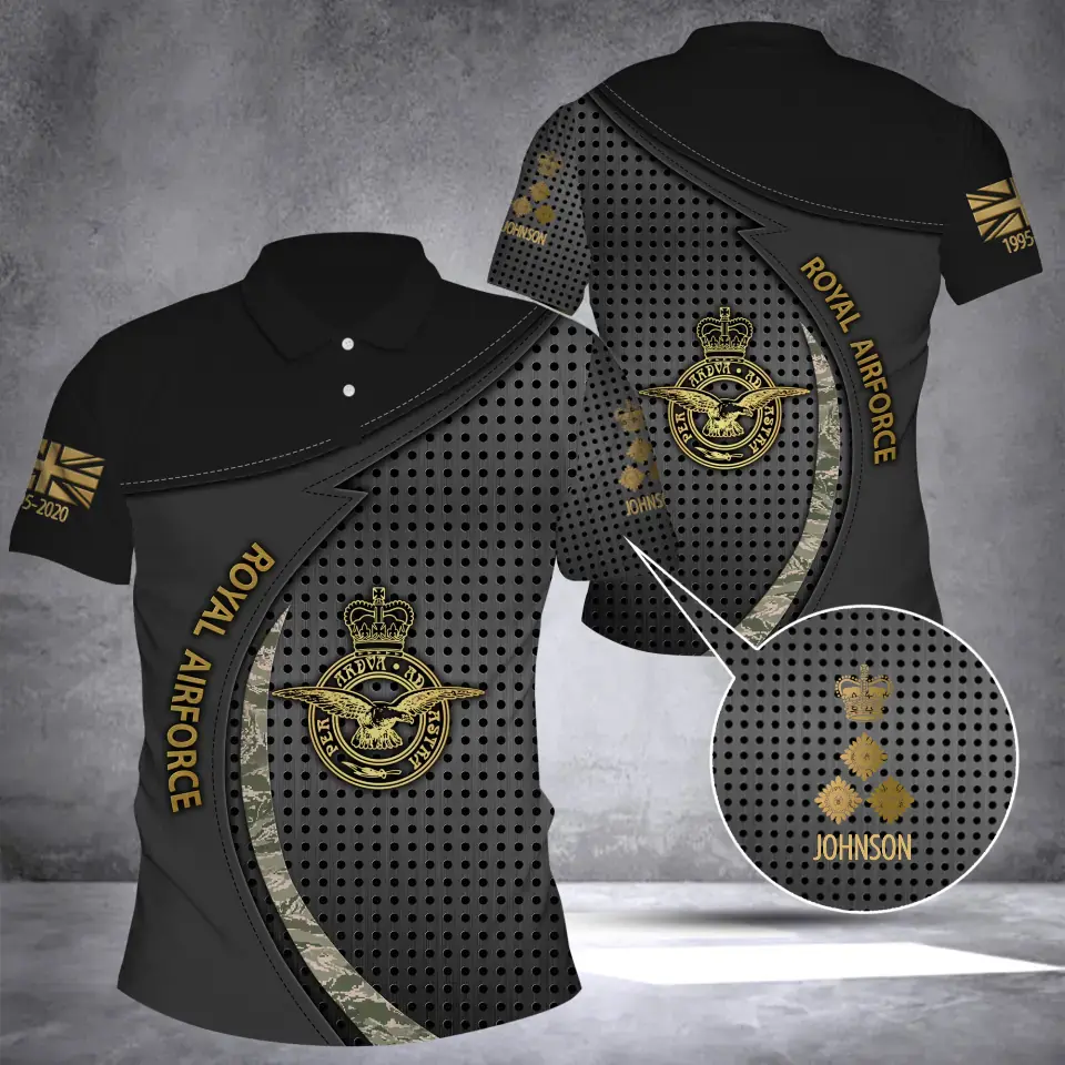Personalized UK Veteran Branch Logo Rank Camo Custom Name & Time Polo Shirt 3D Printed AHVQ241368