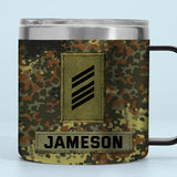 Personalized German Veteran Rank Camo Custom Name & Time Coffee Cup 12oz Printed KVH241373