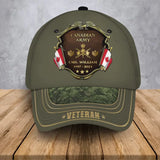 Personalized Canadian Army Logo Rank Gold Custom Name & Time Cap 3D Printed AHVA241374