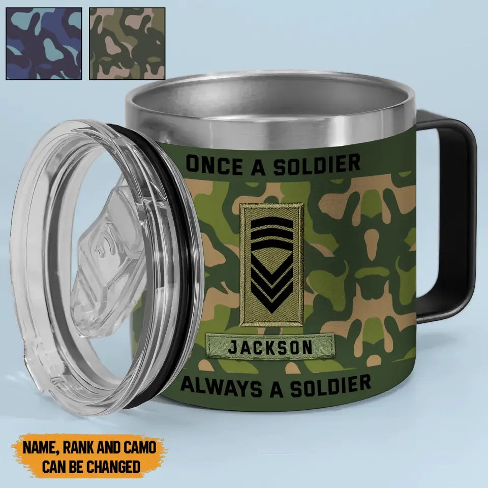 Personalized Once A Soldier Always A Soldier Norwegian Veteran Rank Camo Coffee Cup Printed KVH241379
