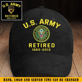 Personalized US Army Retired Custom Time Black Cap 2D Printed QTVQ241377