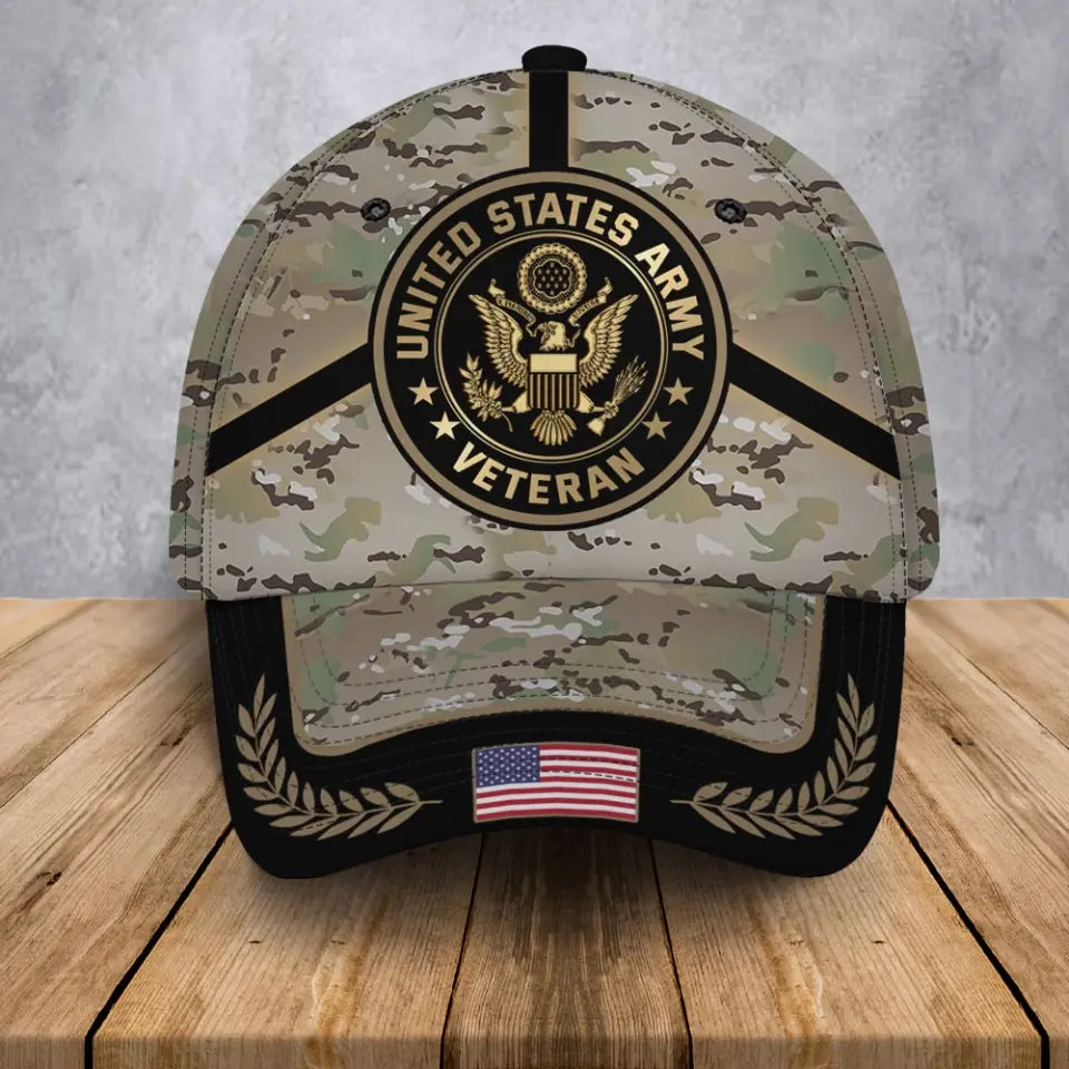 Personalized US Veteran Branch Logo Custom Name Cap 3D Printed QTVA241381