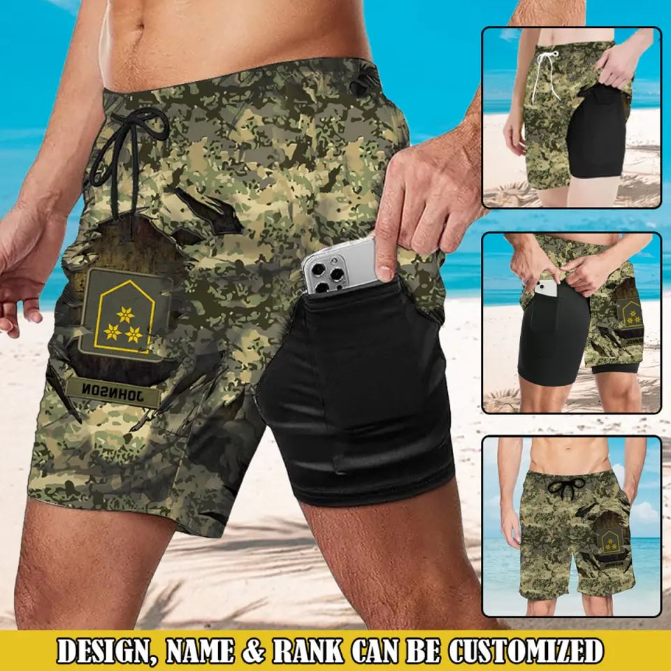 Personalized Austrian Veteran Rank Camo Custom Name Swim Trunks For Men Printed VQ241380