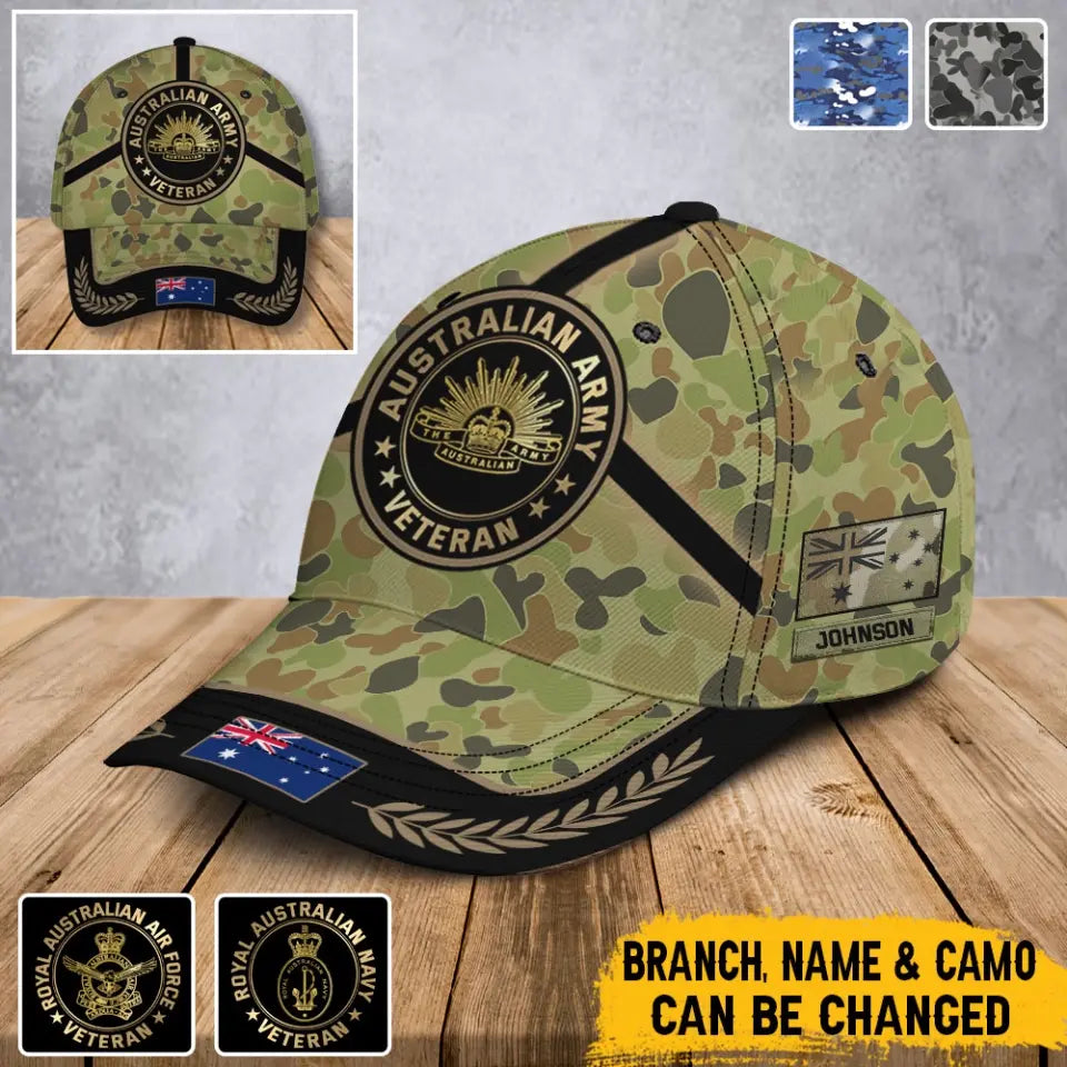Personalized Australian Veteran Branch Logo Custom Name Cap 3D Printed QTVA241381