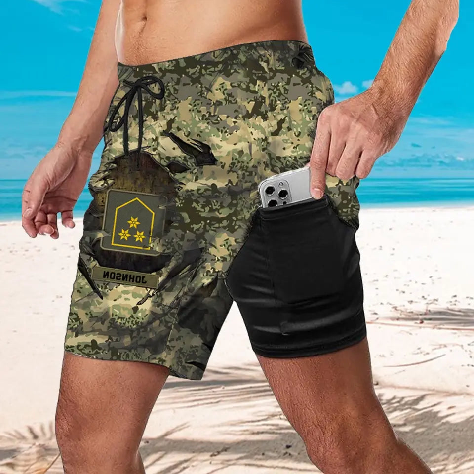 Personalized Austrian Veteran Rank Camo Custom Name Swim Trunks For Men Printed VQ241380