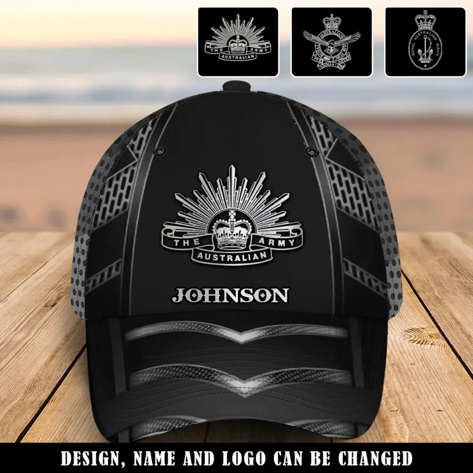 Personalized Australian Veteran Logo Custom Name Cap 3D Printed AHVQ241394