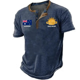 Personalized Australian Veteran Branch Logo Custom Name & Time Lapel Button Men's Short Sleeves Neck Short Sleeve Button T shirt Printed QTKH241389