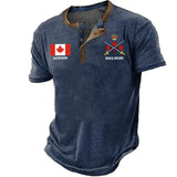 Personalized Canadian Veteran Branch Logo Custom Name & Time Lapel Button Men's Short Sleeves Neck Short Sleeve Button T shirt Printed QTKH241389