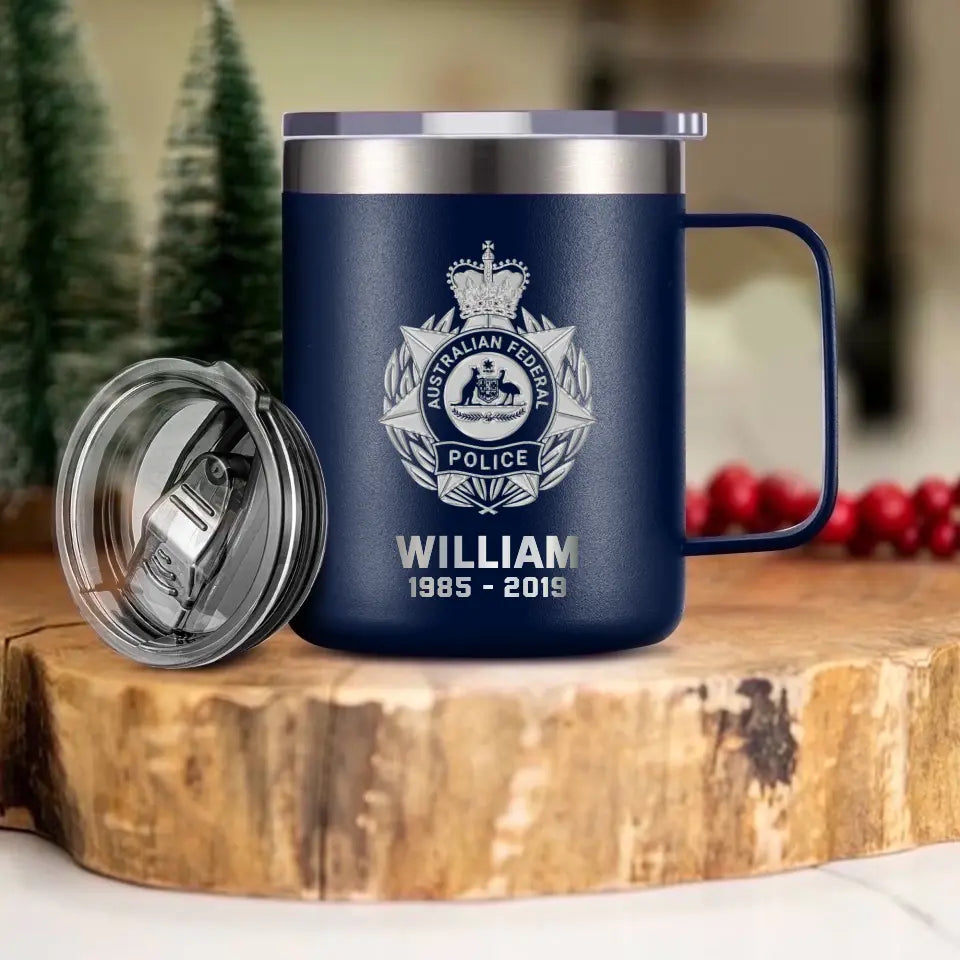 Personalized Australian Police Logo Custom Name & Time Laser Handle Cup Printed VQ241398