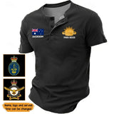 Personalized Australian Veteran Branch Logo Custom Name & Time Lapel Button Men's Short Sleeves Neck Short Sleeve Button T shirt Printed KH241399