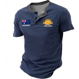 Personalized Australian Veteran Branch Logo Custom Name & Time Lapel Button Men's Short Sleeves Neck Short Sleeve Button T shirt Printed KH241399