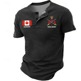 Personalized Canadian Veteran Branch Logo Custom Name & Time Lapel Button Men's Short Sleeves Neck Short Sleeve Button T shirt Printed KH241399