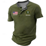 Personalized US Veteran Branch Logo Custom Name & Time Lapel Button Men's Short Sleeves Neck Short Sleeve Button T shirt Printed KH241399