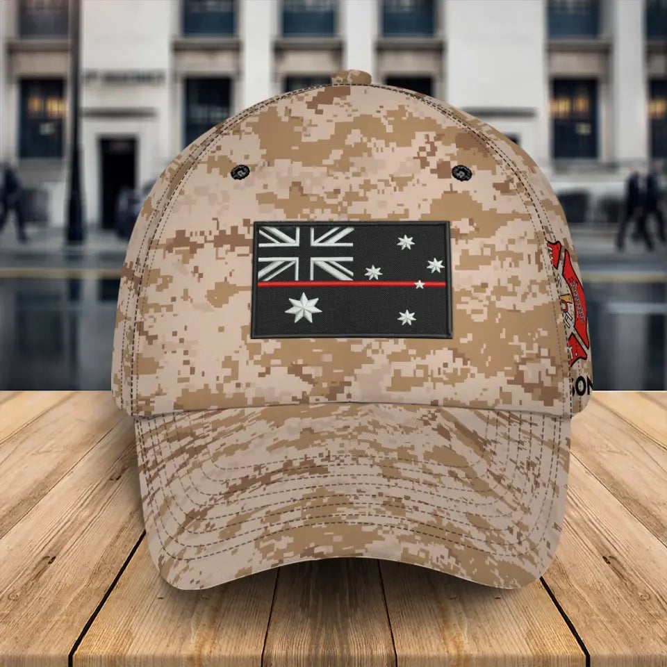 Personalized Australian Firefighter Flag Custom Name Cap 3D Printed QTKH241404