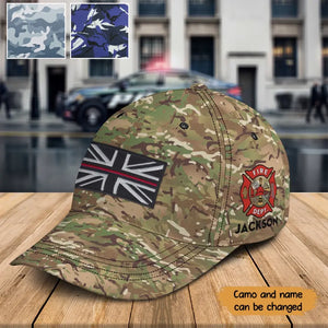 Personalized UK Firefighter Flag Custom Name Cap 3D Printed QTKH241404